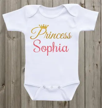 персонализированное имя принцесса для девочек, боди для новорожденных, комбинезон, одежда для возвращения домой, рубашка для малышей, сувениры для вечеринки по случаю дня рождения