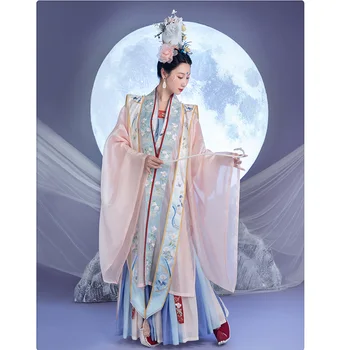 Платье Hanfu с вышивкой Династии Сун ChongHuiHanTang для женщин, Китайское Розовое платье Hanfu с большим рукавом, 4 шт., Сказочный сценический танцевальный костюм